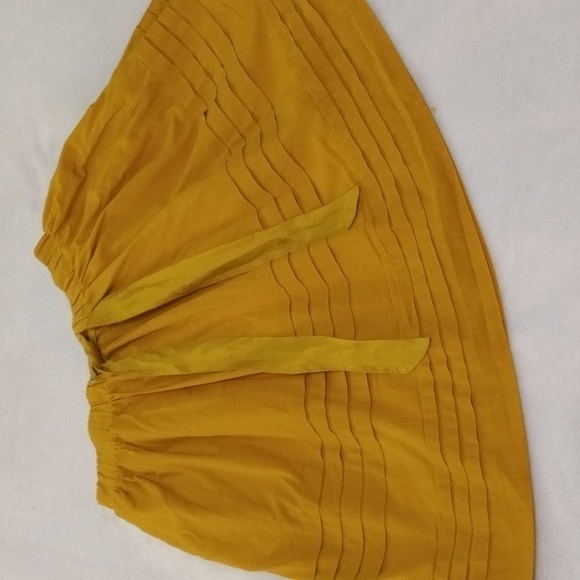 Anthropologie Odille Drawing Parallels Pleated Pocket Skirt in Marigold Yellow - Picture 2 of 14